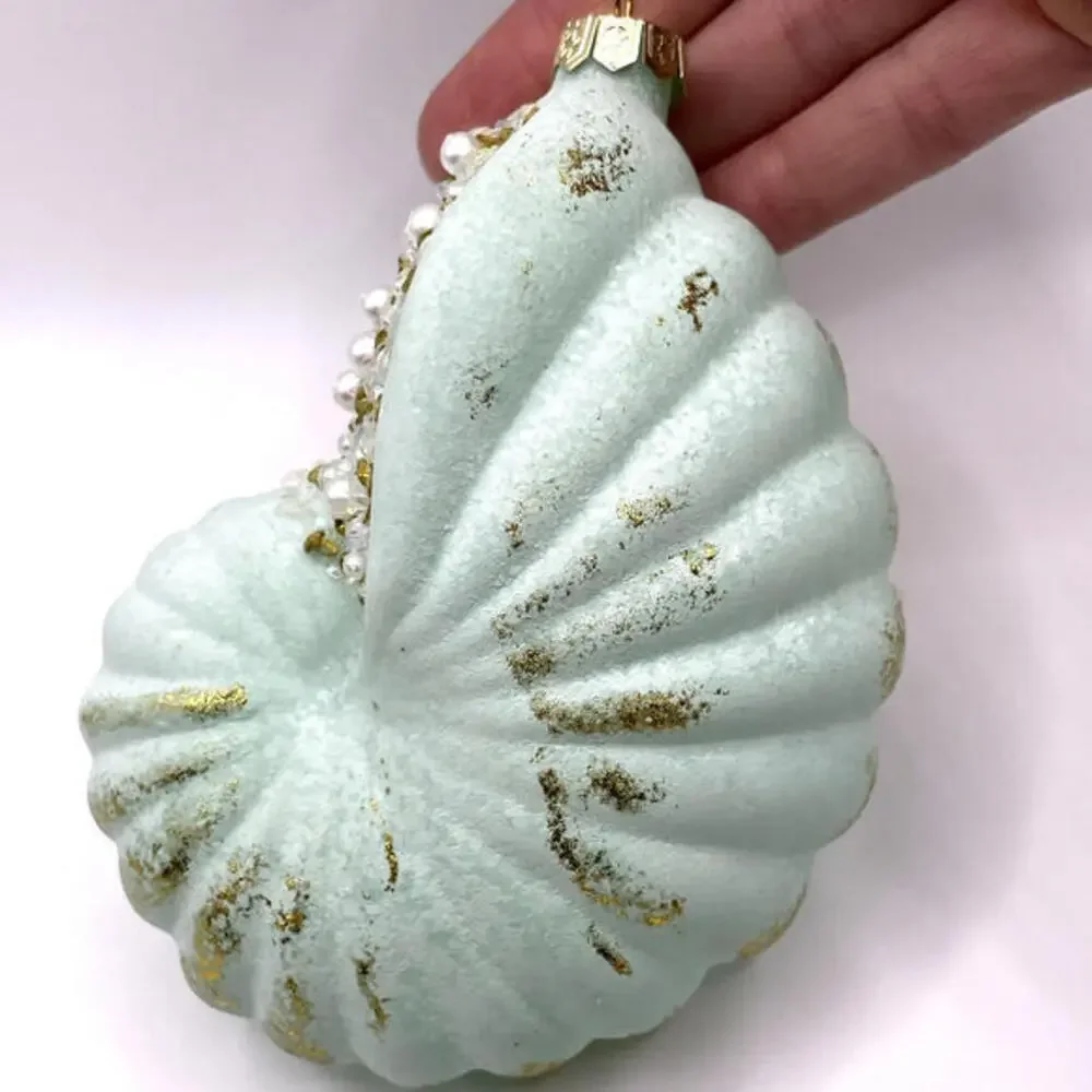 Mermaid and Sea Shell Glass Christmas Ornaments LOT of 2 New‎ With Tags